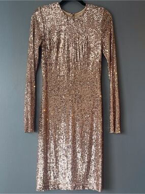 Vintage Y2K Naeem Khan Champagne Gold Sequin Dress